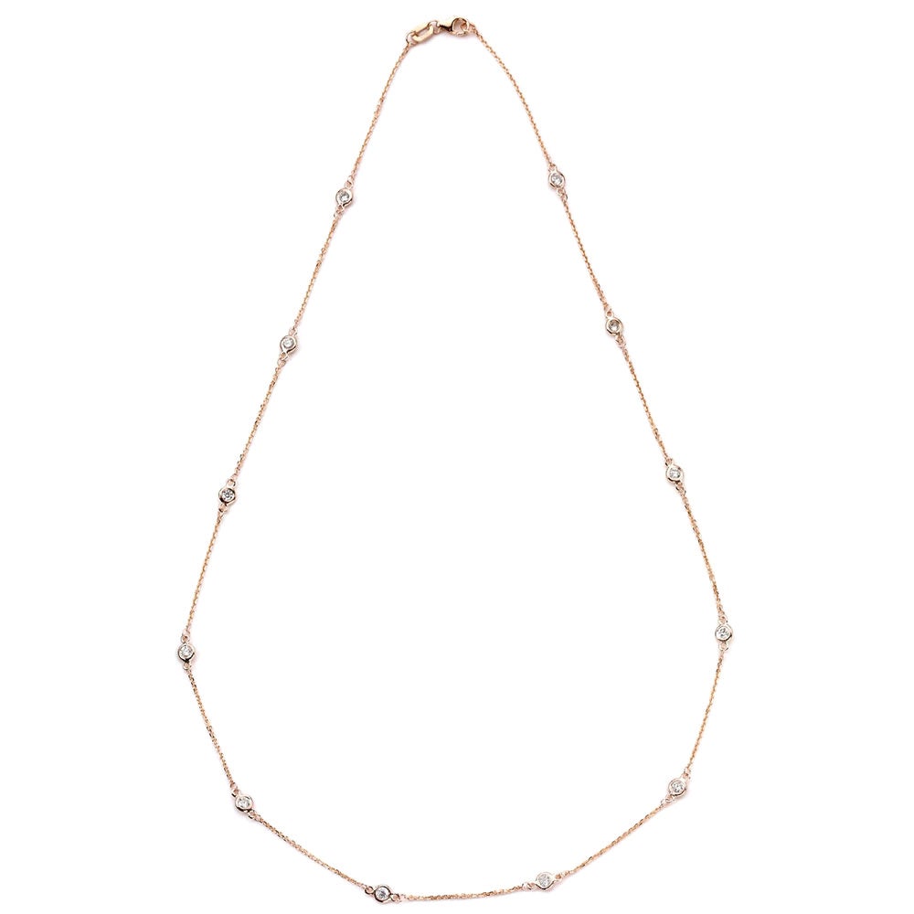 Suzy Levian 14k Rose Gold 7/8ct TDW Diamond Necklace