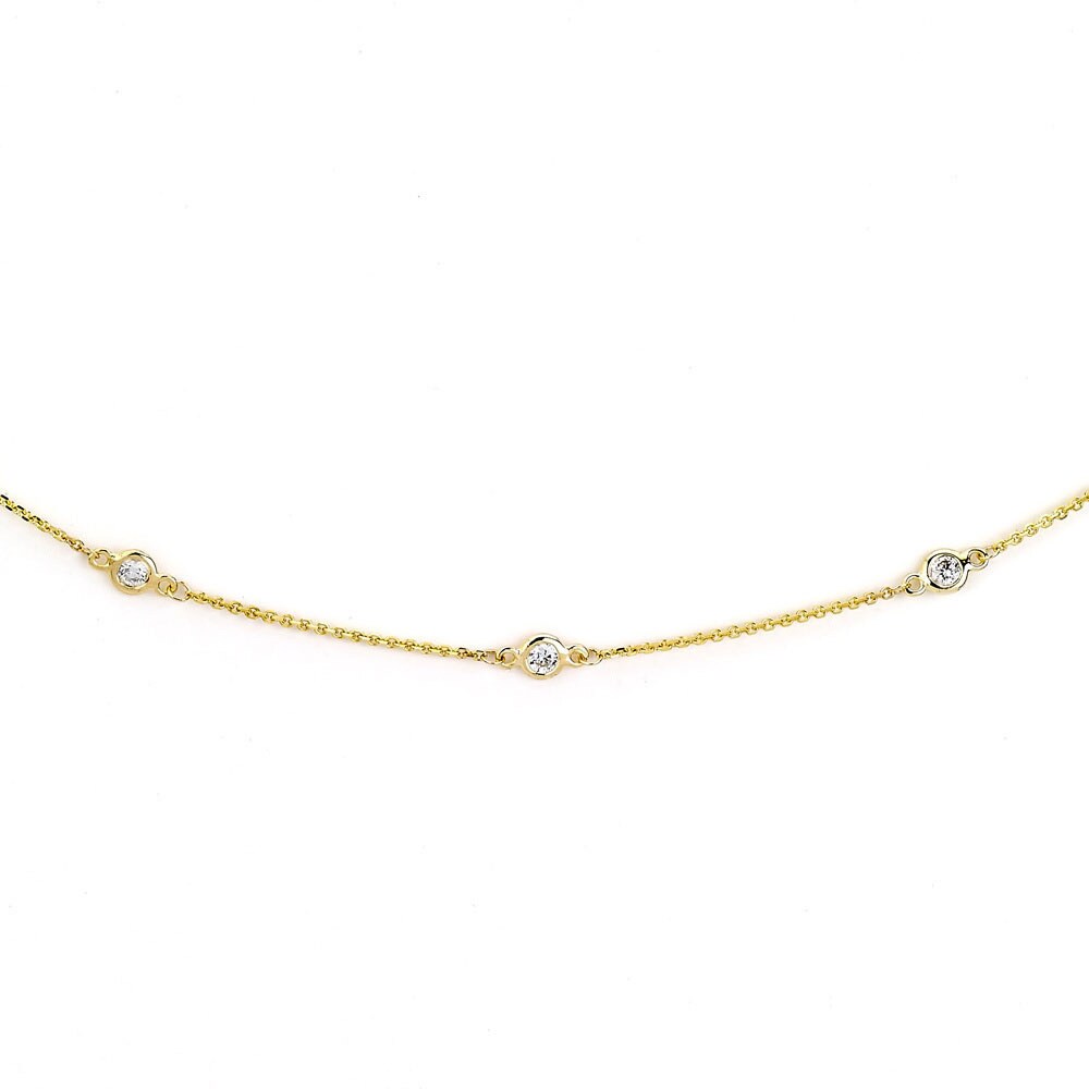 Suzy Levian 0.40 ct TDW 14k Yellow Gold Bezel Diamonds by the Yard Station Necklace