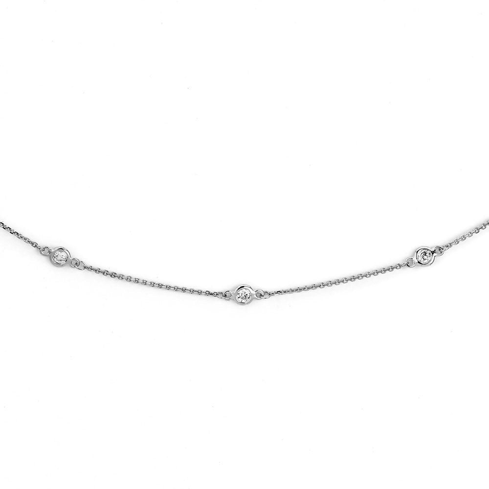 Suzy Levian 0.40 ct TDW 14k White Gold Bezel Diamonds by the Yard Station Necklace