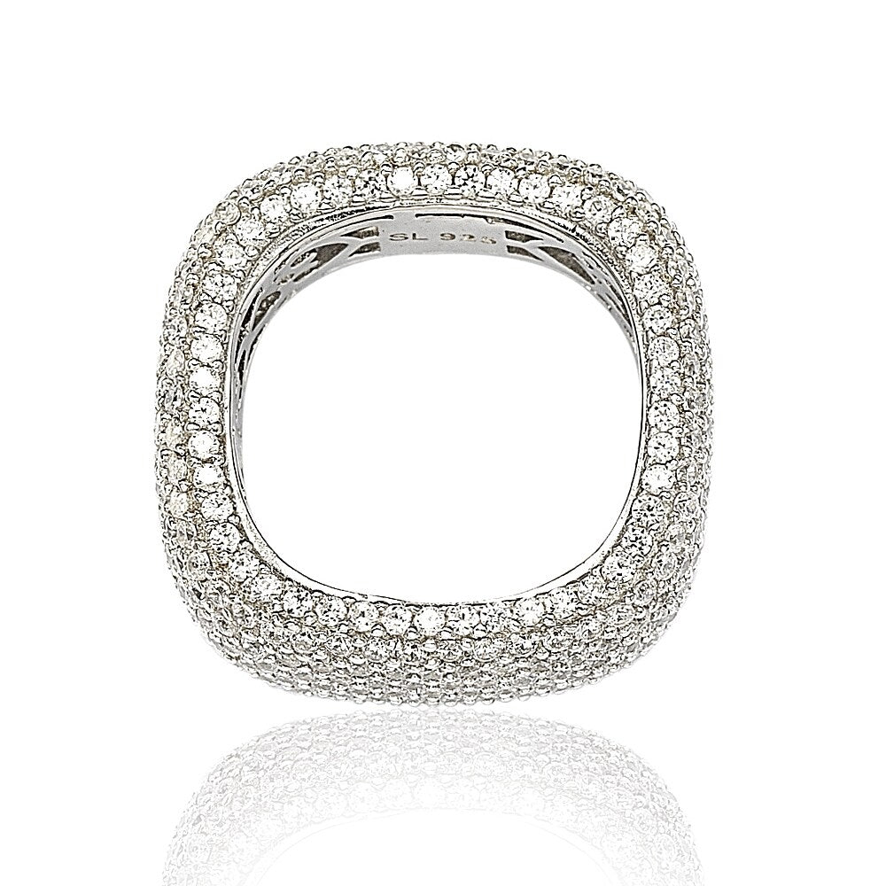 Suzy Levian Sterling Silver Cubic Zirconia Square Pave Eternity Ring