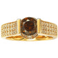 Suzy Levian Bridal 14k Yellow Gold over Silver Brown and White Cubic Zirconia Ring