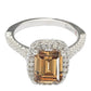 Suzy Levian Bridal Brown Cubic Zirconia with Halo Sterling Silver Ring