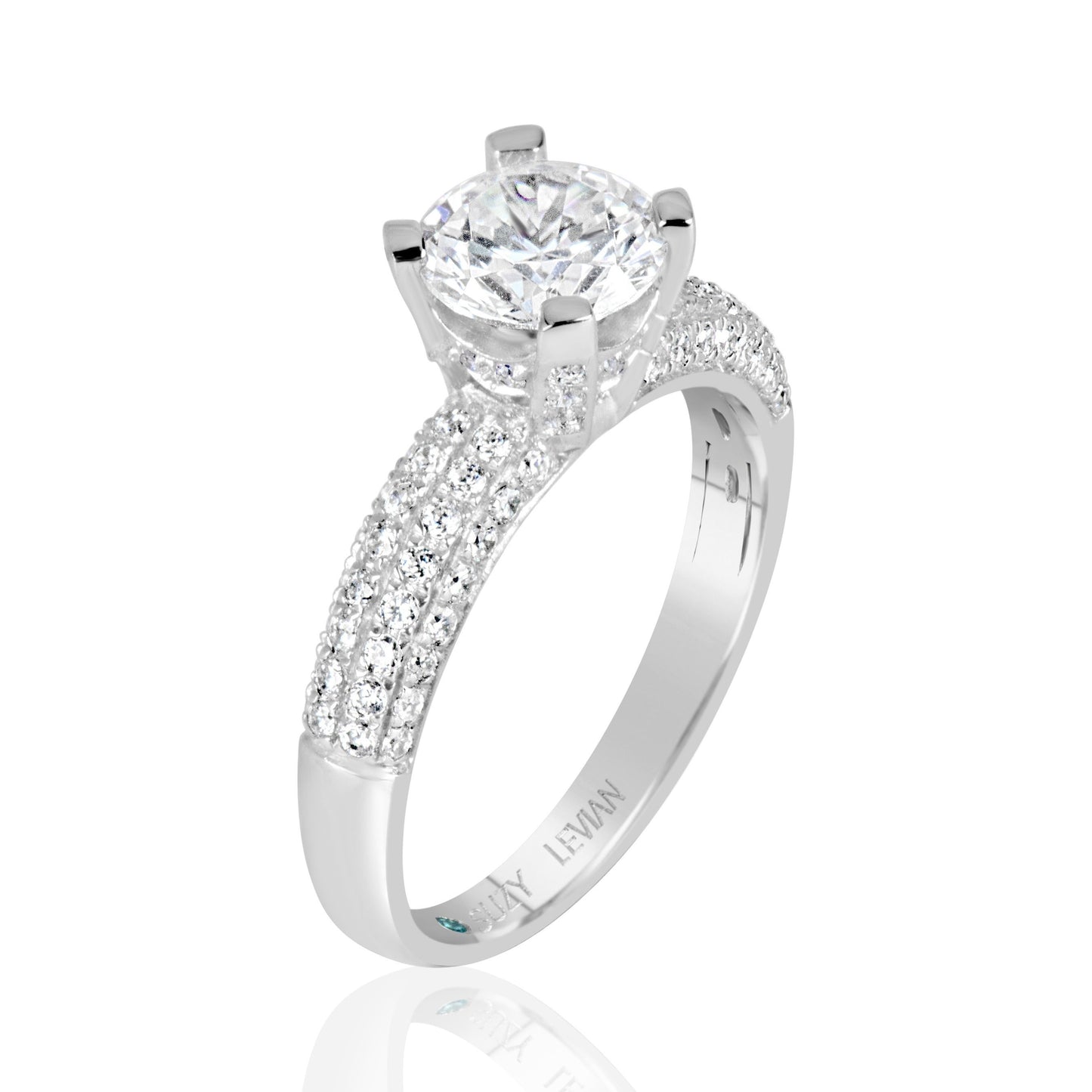 Suzy Levian Bridal Pave Cubic Zirconia Sterling Silver Engagement Ring