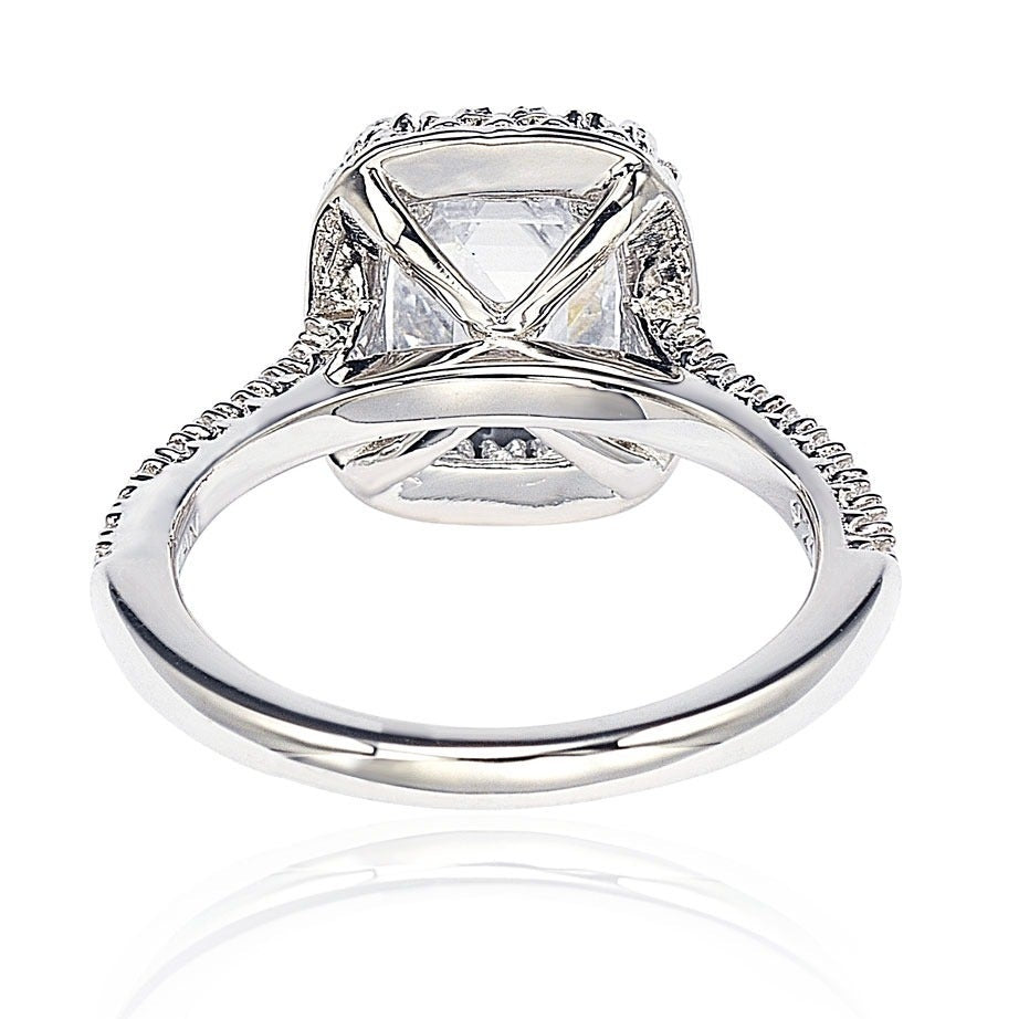 Suzy Levian Bridal Sterling Silver Asscher-cut White Cubic Zirconia Halo  Engagement Ring