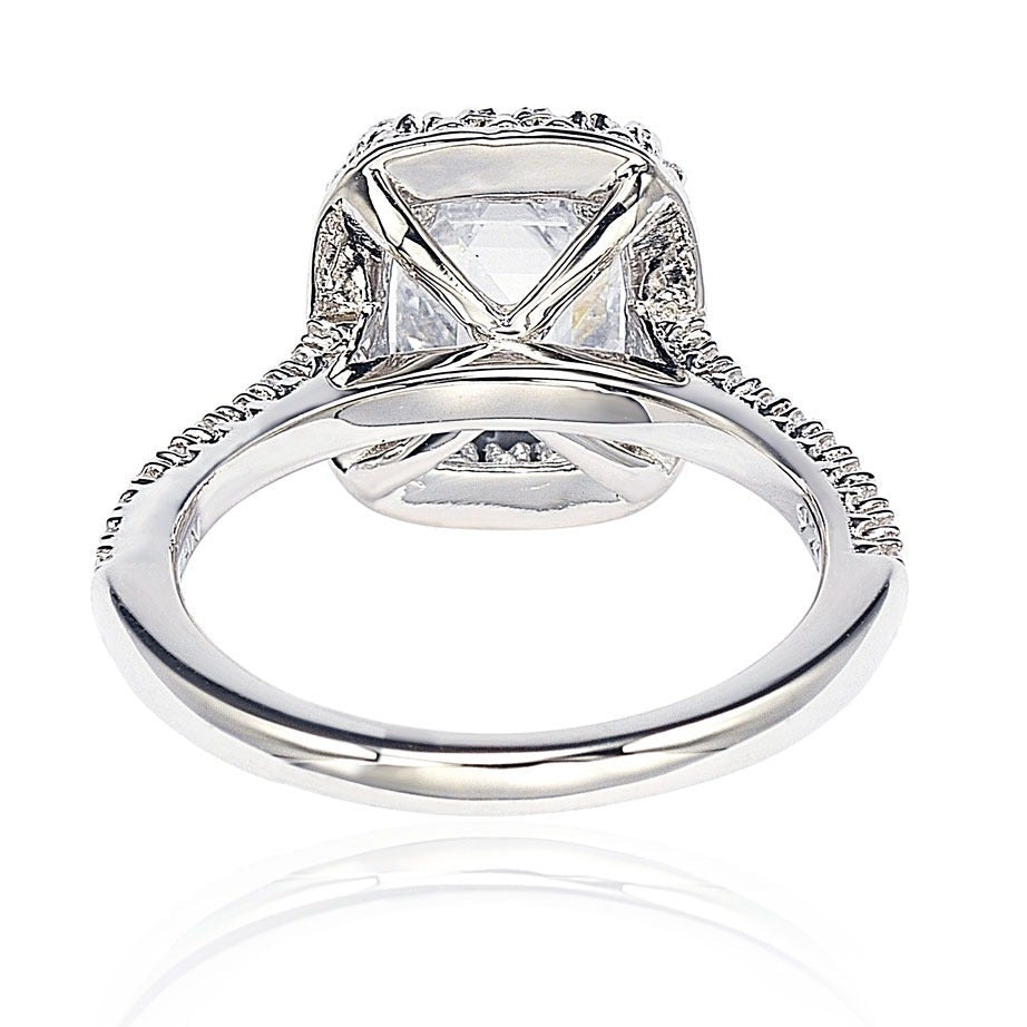 Suzy Levian Bridal Sterling Silver Asscher-cut White Cubic Zirconia Halo Engagement Ring