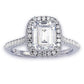 Suzy Levian Bridal Sterling Silver Asscher-cut White Cubic Zirconia Halo Engagement Ring