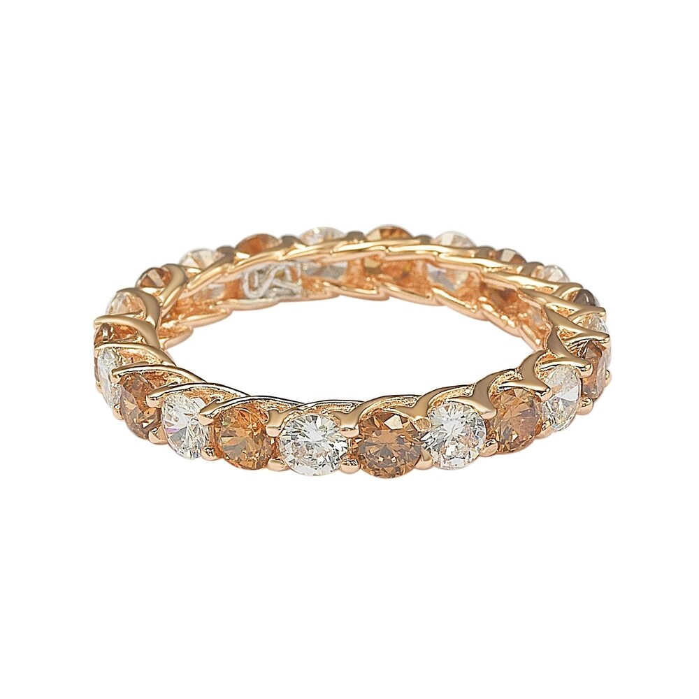 Suzy Levian Brown & White Cubic Zirconia in Rose Sterling Silver Eternity Band