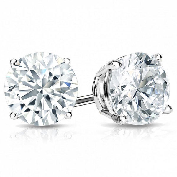 Suzy Levian 14K White Gold Classic Four-prong Diamond Stud Earrings - 2.0 ct