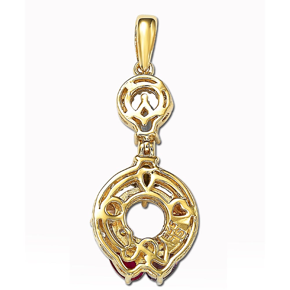 Suzy Levian Cubic Zirconia Golden Sterling Silver Multi Color Pendant