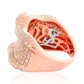 Suzy Levian Cubic Zirconia Rose plated Sterling Silver Wavy Curved Ring
