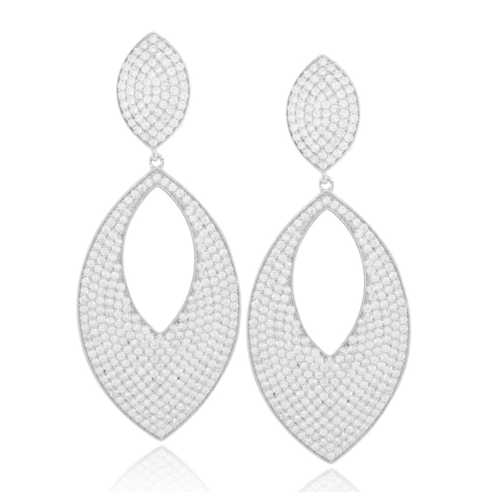 Suzy Levian Cubic Zirconia Sterling Silver Diamond Shape Drop Earrings