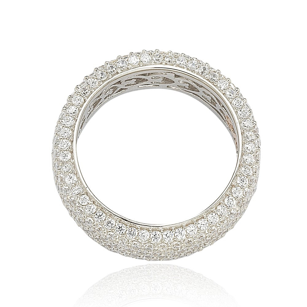 Suzy Levian Cubic Zirconia Sterling Silver Eternity Pave Ring