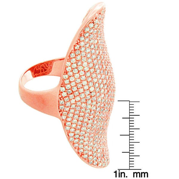 Suzy Levian Cubic Zirconia Rose Sterling Silver Full Finger Knuckle Ring