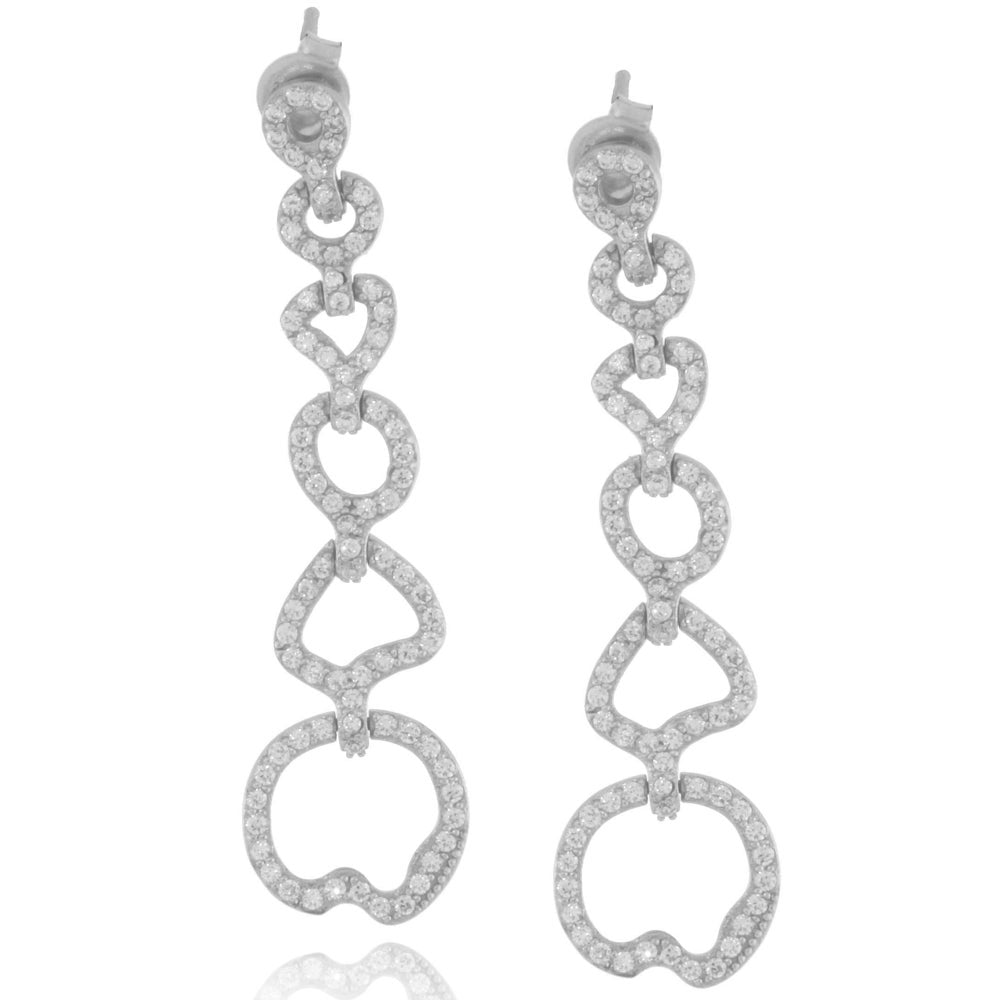 Suzy Levian Cubic Zirconia Sterling Silver Graduating Circle Hang Earrings