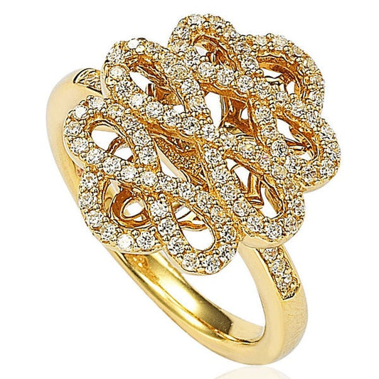 Suzy Levian Cubic Zirconia Sterling Silver Infinity Ring - Gold