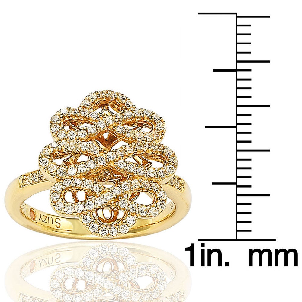 Suzy Levian Cubic Zirconia Sterling Silver Infinity Ring - Gold