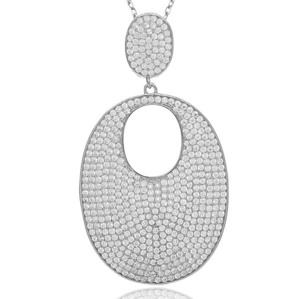 Suzy Levian White Cubic Zirconia Sterling Silver Micro Pave Pendant