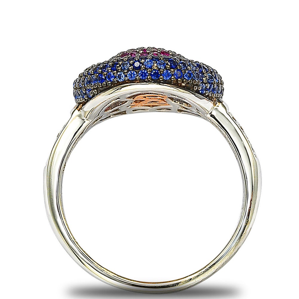 Suzy Levian Cubic Zirconia Sterling Silver Multi-Color American Pride Pave Ring