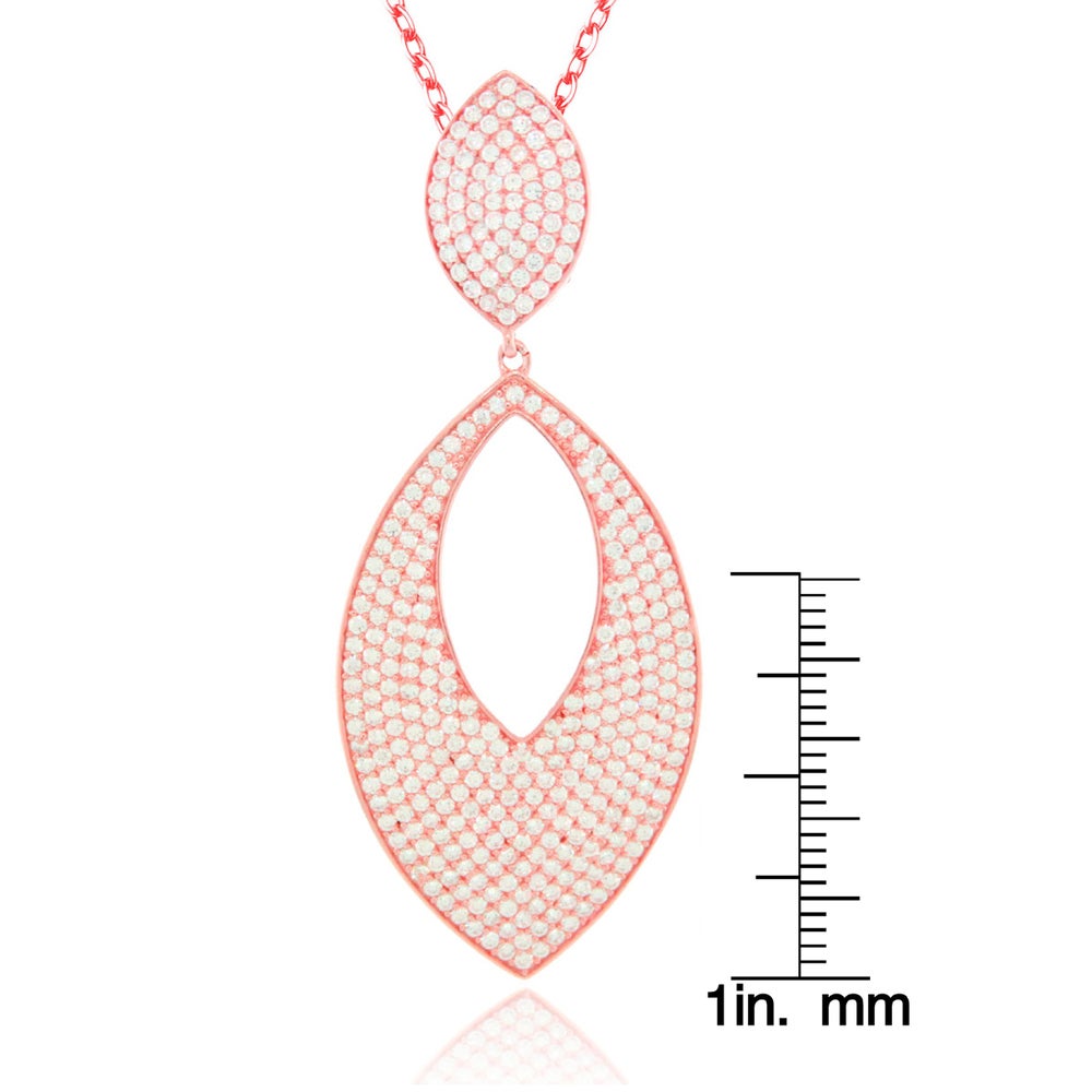 Suzy Levian Cubic Zirconia Sterling Silver Oval Pave Pendant