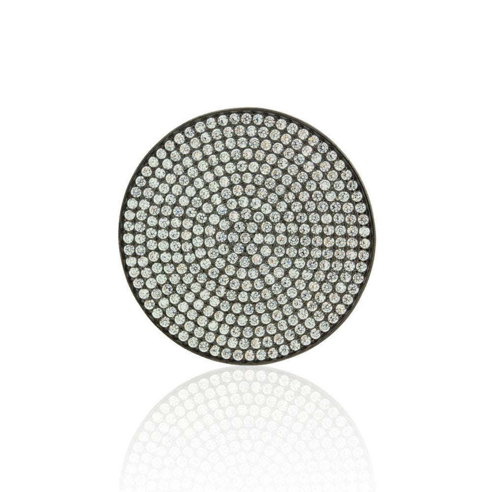 Suzy Levian Cubic Zirconia Sterling Silver Pave Medallion Ring