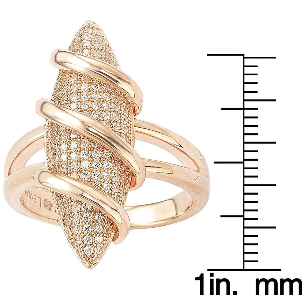 Suzy Levian Cubic Zirconia Rosed Sterling Silver Pave Swirl Ring