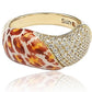 Suzy Levian Cubic Zirconia Sterling Silver Pave Yellow Leopard Ring