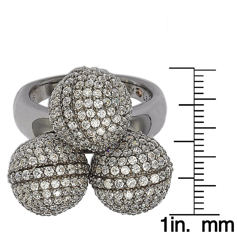 Suzy Levian Cubic Zirconia Sterling Silver Triple Threat Ring