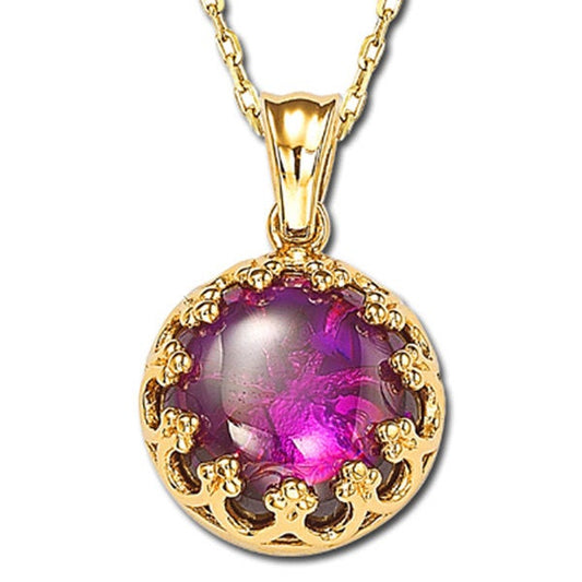 Suzy Levian Cubic Zirconia Sterling Silver and 18K Gold Purple Solitaire Pendant