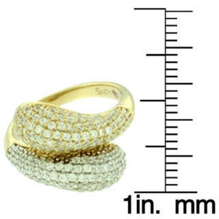 Suzy Levian Cubic Zirconia Two-Tone Sterling Silver Bypass Ring - Yellow