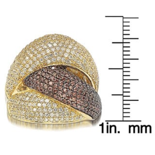 Suzy Levian Gold Over Sterling Silver Cubic Zirconia Crossover Ring