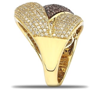 Suzy Levian Gold Over Sterling Silver Cubic Zirconia Crossover Ring