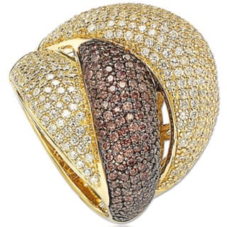 Suzy Levian Gold Over Sterling Silver Cubic Zirconia Crossover Ring