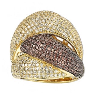 Suzy Levian Gold Over Sterling Silver Cubic Zirconia Crossover Ring