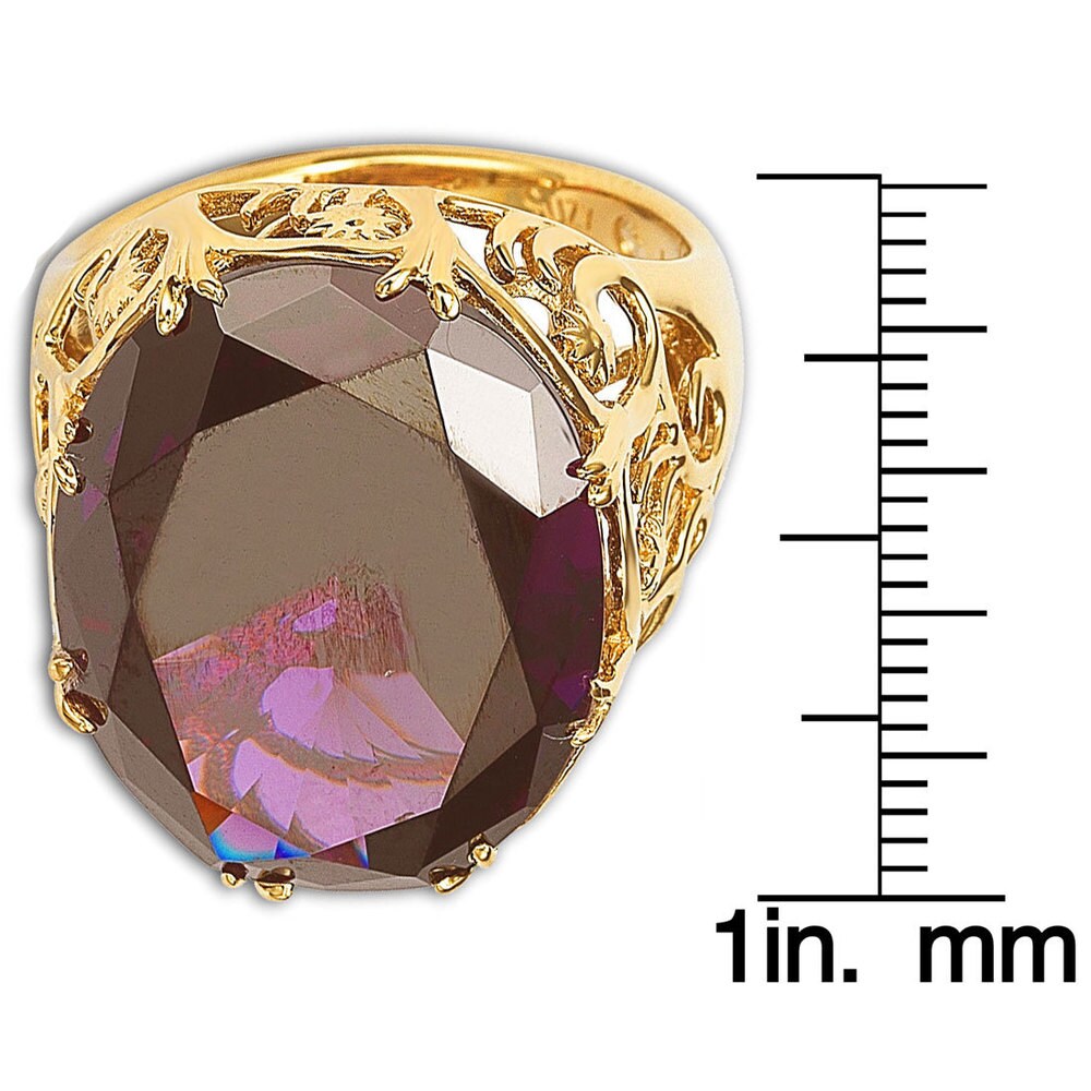 Suzy Levian Goldplated Sterling Silver Purple Cubic Zirconia Floral Ring