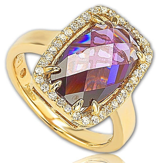 Suzy Levian Gold plated Sterling Silver Purple Cubic Zirconia Ring