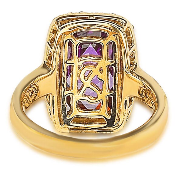 Suzy Levian Gold plated Sterling Silver Purple Cubic Zirconia Ring