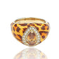 Suzy Levian Gold over Silver Brown Pear cut Cubic Zirconia Panther Animal Print Ring