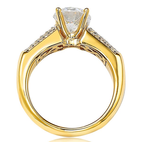 Suzy Levian Gold over Sterling Silver Cubic Zirconia Engagement Ring