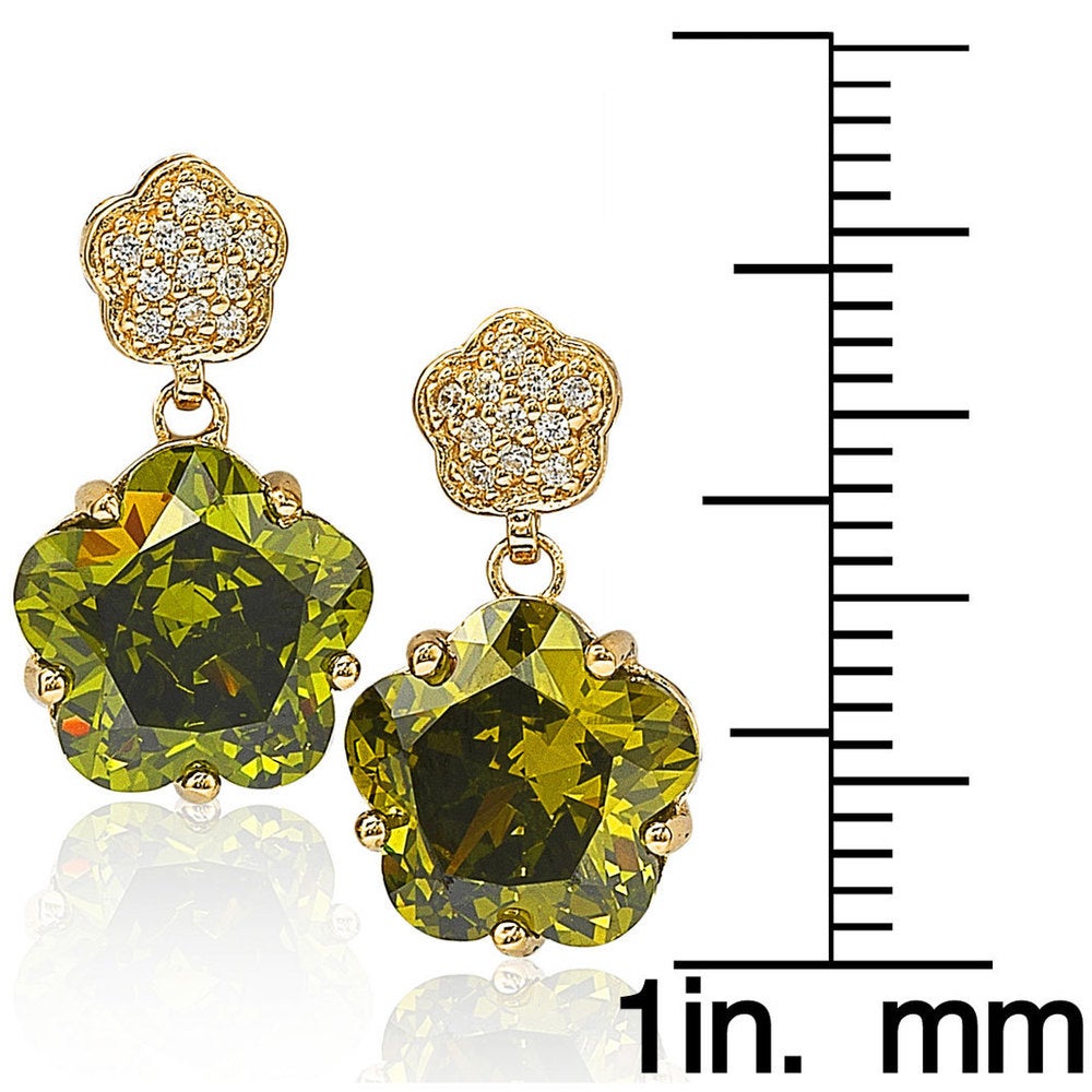 Suzy Levian Gold over Sterling Silver Cubic Zirconia Floral Dangle Earrings