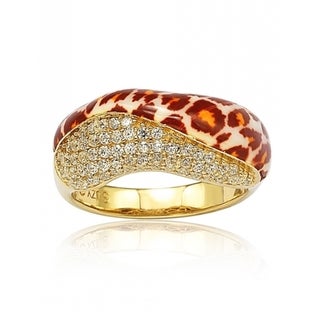 Suzy Levian Gold over Sterling Silver Cubic Zirconia Panther Ring