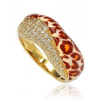 Suzy Levian Gold over Sterling Silver Cubic Zirconia Panther Ring