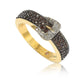 Suzy Levian Golden Sterling Silver Brown Cubic Zirconia Buckle Ring