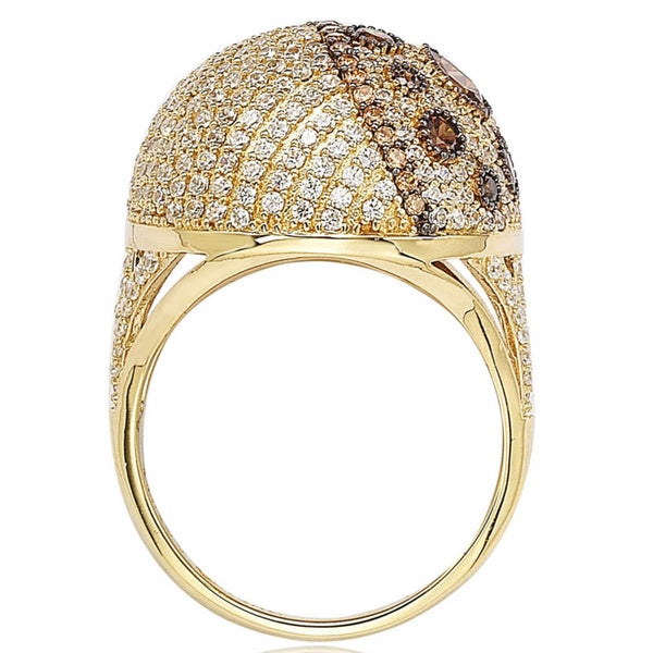 Suzy Levian Golden Sterling Silver Brown Cubic Zirconia Ring