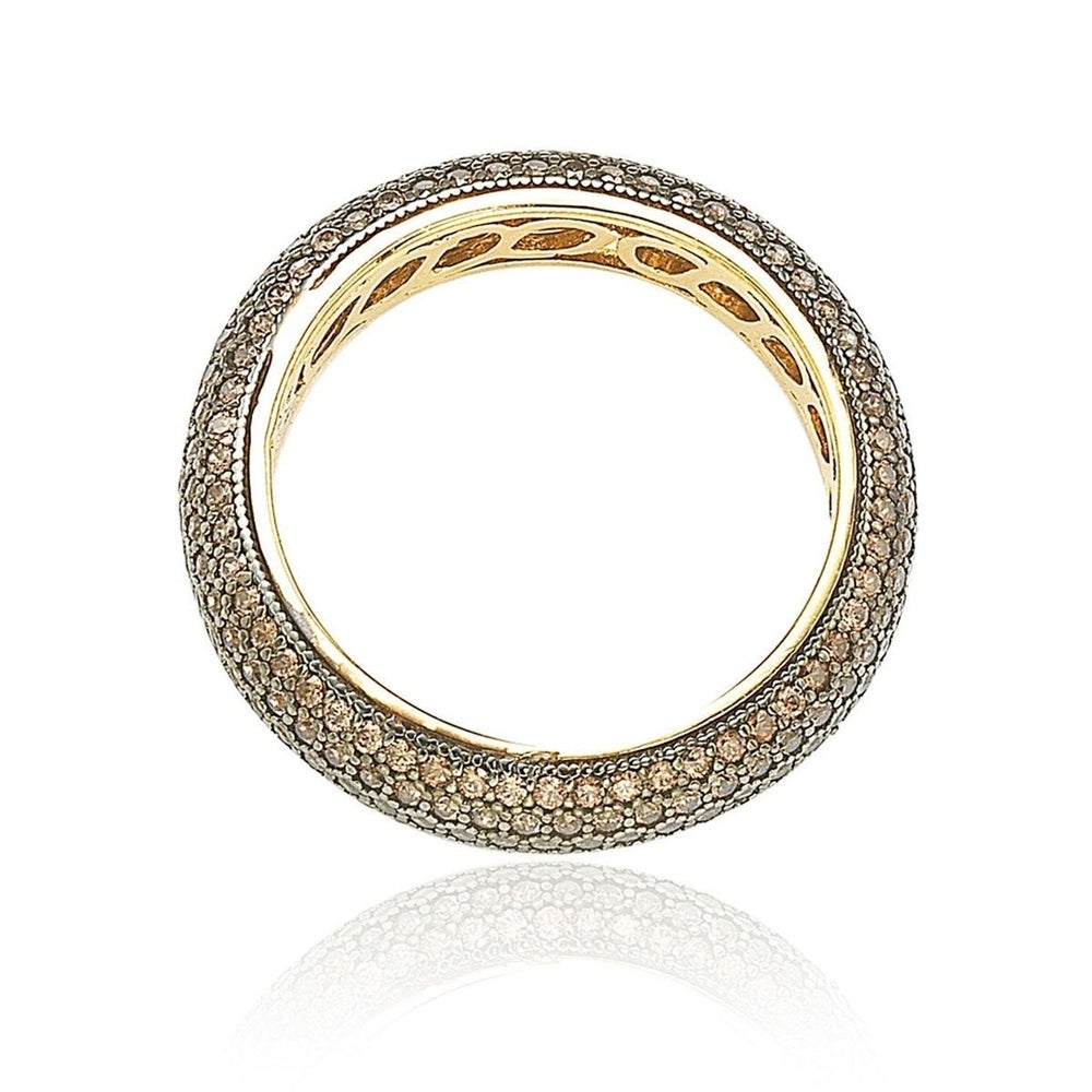 Suzy Levian Golden Sterling Silver Cubic Zirconia Brown Eternity Ring