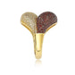 Suzy Levian Goldplated Red and White Cubic Zirconia Micro Pave Ring