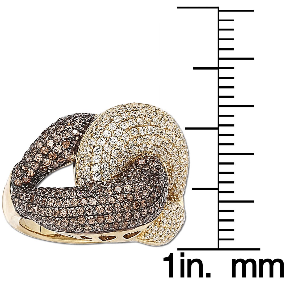 Suzy Levian Gold plated Sterling Silver Brown Cubic Zirconia Anniversary Ring