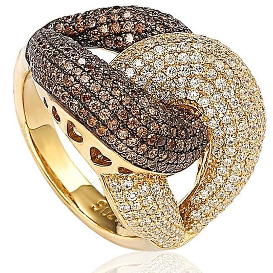Suzy Levian Gold plated Sterling Silver Brown Cubic Zirconia Anniversary Ring