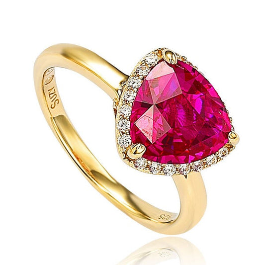 Suzy Levian Gold plated Sterling Silver Created Ruby Ring - Red