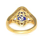 Suzy Levian Yellow Sterling Silver Blue & White CZ Ring