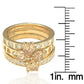 Suzy Levian Gold plated Sterling Silver Cubic Zirconia 3-piece Stackable Ring Set